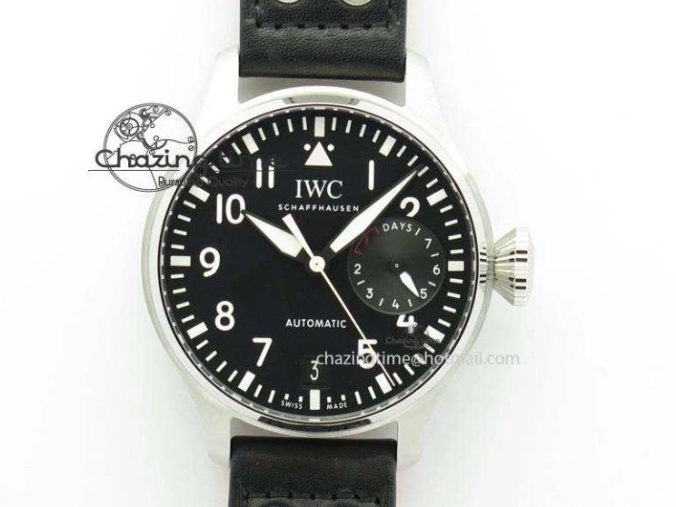 MIROTIME 0306 GoodFit Big Pilot Real PR IW500912 ZF Best Edition Black Dial On Black Leather Strap A 7287